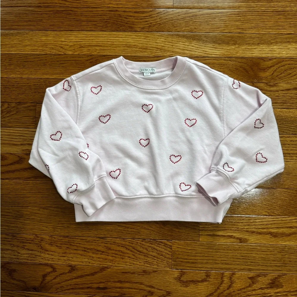 Crewcuts Crystal Hearts Pink Sweatshirt Size XS(4-5)